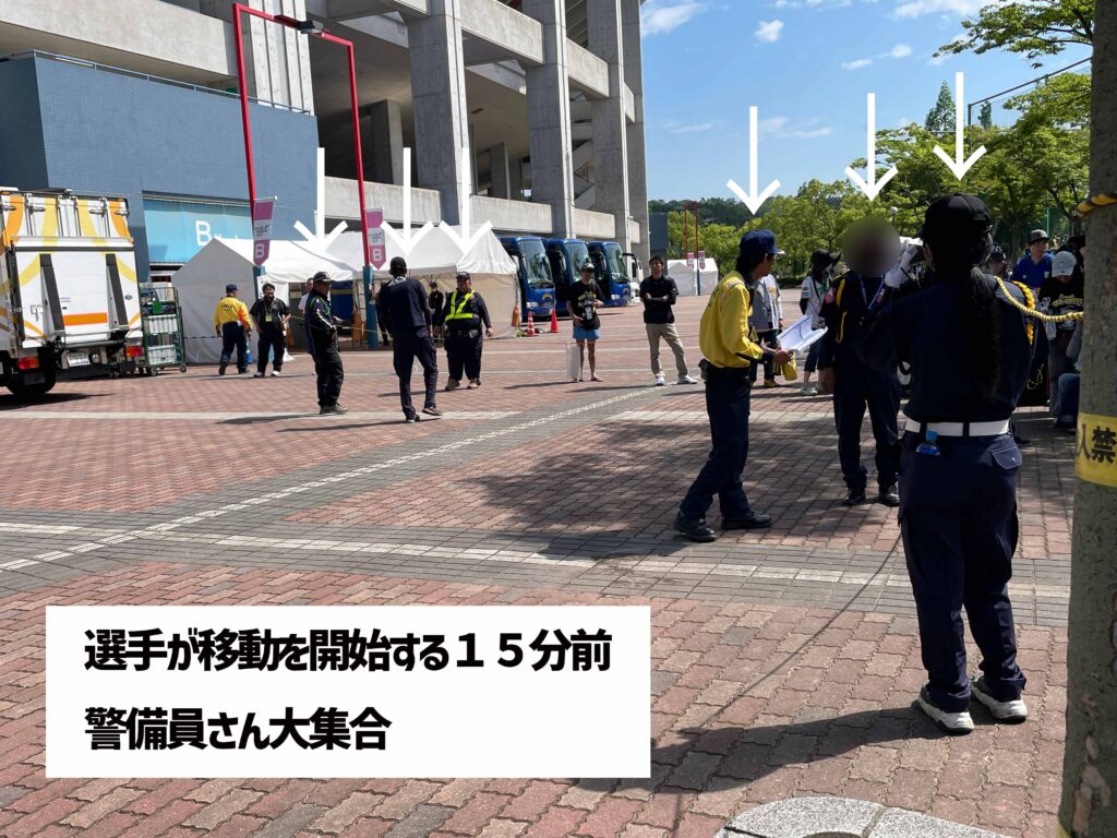 警備員さんが集まる写真