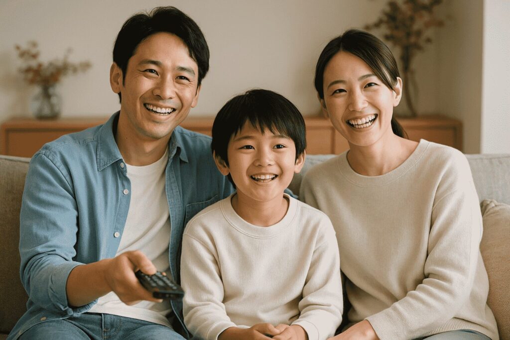 家族でスカパーを観ている様子