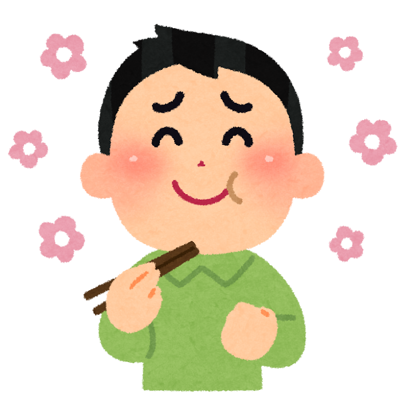 おいしそうに食べる男性