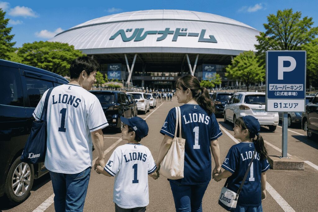 ベルーナドームに到着した家族
