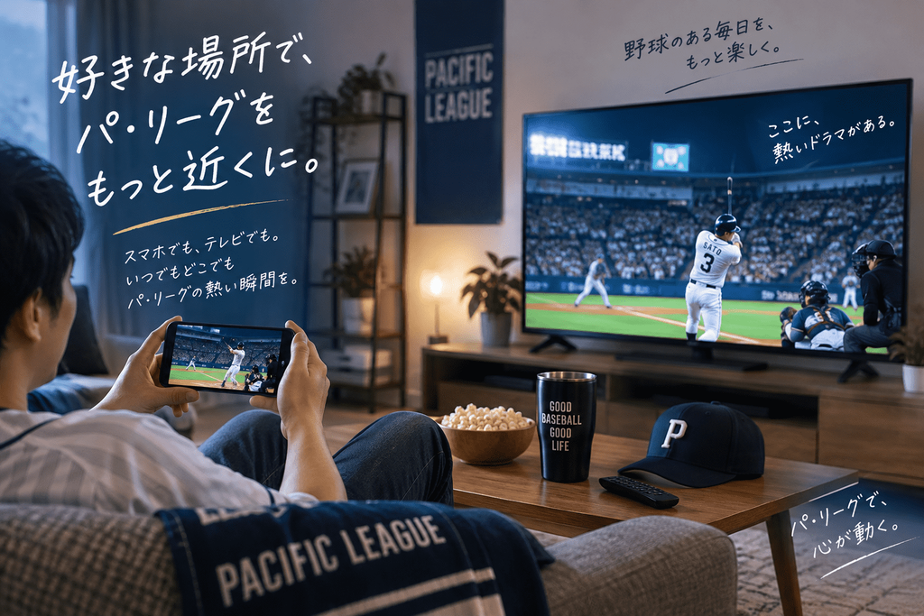 野球中継を見る男性